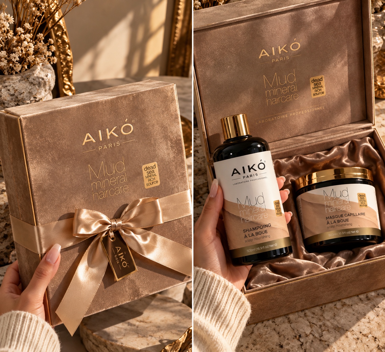 Set AIKÓ Paris Mud: șampon și mască, 500 ml fiecare